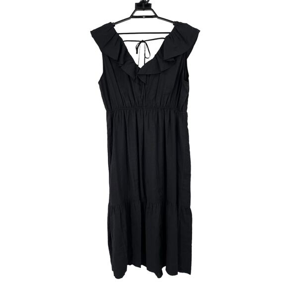 River Island Plus dress ruffle smock maxi black size 20 - Picture 5 of 8
